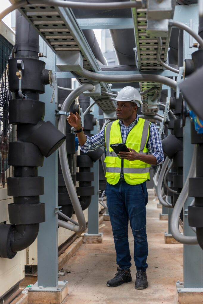 Industrial engineer work on site. engineer visit and inspection site engineer at industrial site